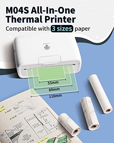 Преносен термички печатач Phomemo M04S со 53мм розов/замаглување/виолетова лепила термичка хартија 3 ролни