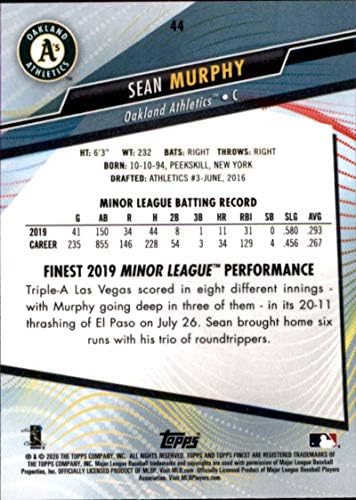 2020 Најдобра бејзбол 44 Шон Марфи РЦ дебитант картичка Оукланд Атлетика Официјална трговска картичка МЛБ од компанијата Топс
