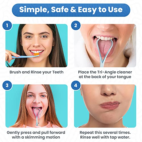 Белиот и здравиот јазик на д -р Ник, стоматолог дизајниран да излечи лош здив, лесен за употреба на пластична чистач за чистач за гребење,