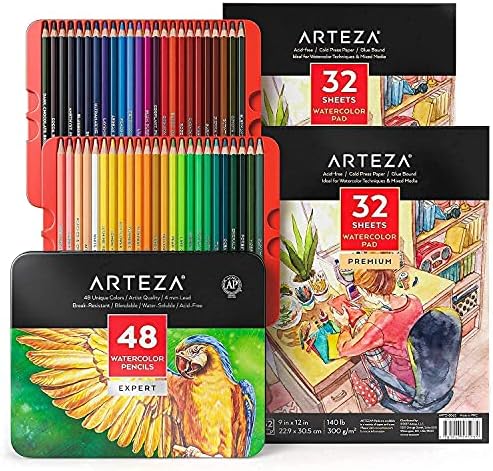 Пакет со акварел Артеза и професионален пакет со моливи за акварел, цртање уметнички материјали за уметник, хоби сликари и почетници