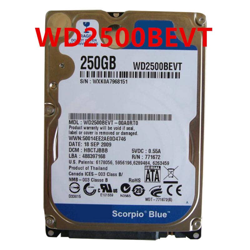 HDD за 250 GB 2,5 SATA 3 GB/S 8MB 5400RPM 9,5 mm за внатрешен тврд диск за тетратка HDD за WD2500BEVT
