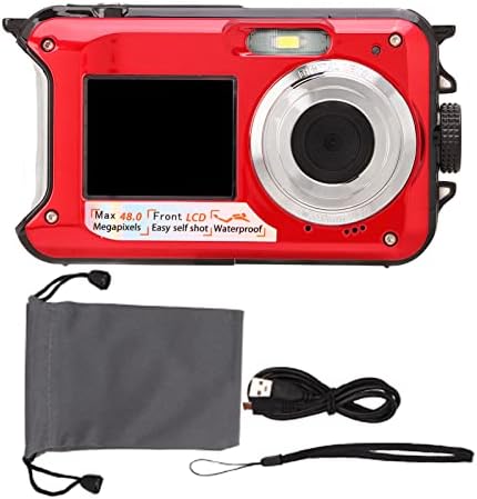 Водоотпорна Камера Jopwkuin, Целосна HD 2.7 K Видео 48mp Слика Микро USB 2.0 Двојни Екрани Водоотпорна Дигитална Камера За Снимање