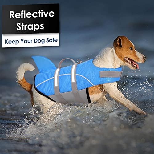 Aofitee Dog Life Jacket Ripstop Dog Life Life, рефлексивен елек за безбедност на кучиња за пливање за пловење, кучиња ајкула животна јакни