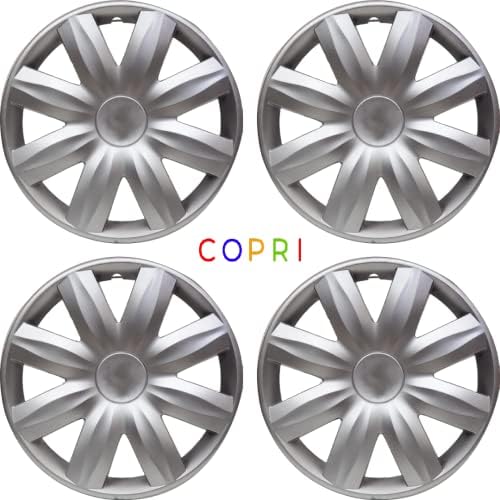 Копри сет од покривка од 4 тркала од 14 инчи сребрен Hubcap Snap-on Fits Toyota Corolla