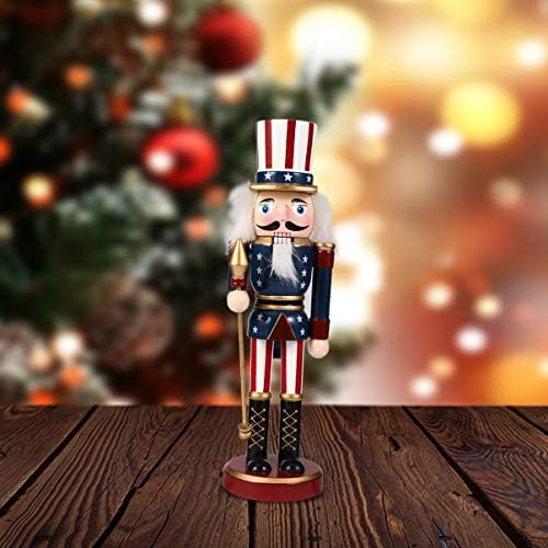 Абофан Американски војник на оревчери 25 см Традиционална дрвена оревница фигура кукла куклена играчка Ден на денот на оревчеста фигура за