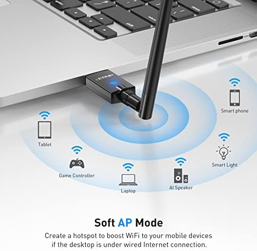 EDUP AC1300M USB 3.0 Wifi Адаптер со Двојна Лента 5dBi 2.4 G/5.8 Ghz Антена Компатибилна Со Windows 11/10/ 7/8 /8.1 /XP, MAC OS X 10.6-10.15