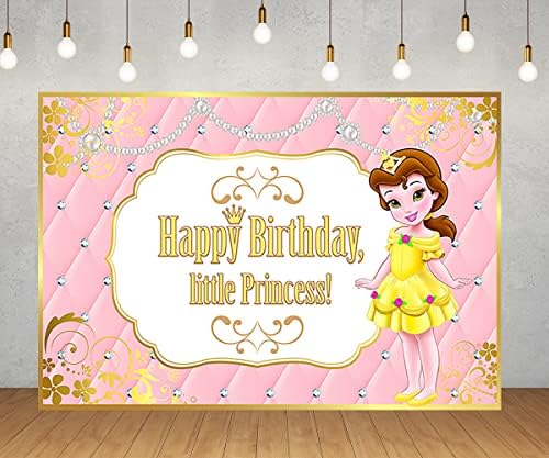 Бебе Принцеза Бел Позадина За Роденденски Украси Убавина И Ѕверот Банер за Бебе Туш Партија Материјали 5х3фт