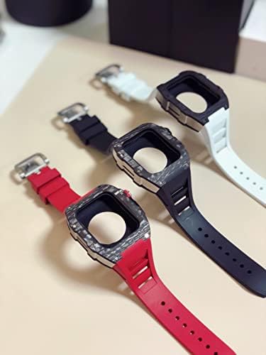 HOUCY Нов Комплет За Модификација За Apple Watch Серија 8 45mm Метална Кутија+Силиконска Лента За iWatch 44 SE 6 5 4 Случаи На Јаглеродни