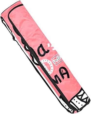 Унисекс торба за јога мат, вежбач за вежбање јога со прилагодлива лента за рамо алпака розова лама, 6,7х33.9in/17x86 см