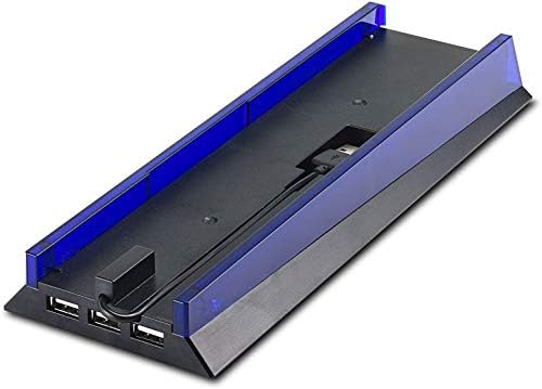 Kailisen Stand со Hub & Blue Light за PS4, сина LED светло вертикална база на штанд со 3 USB Hub Port за Sony PlayStation 4 PS4 Конзола