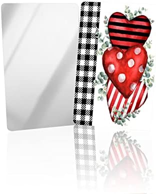 Компактен огледало на Денот на в Valentубените на в Valentубените на Денот на в Valentубените 2, црвено loveубовно срце лисја црно бело биволско
