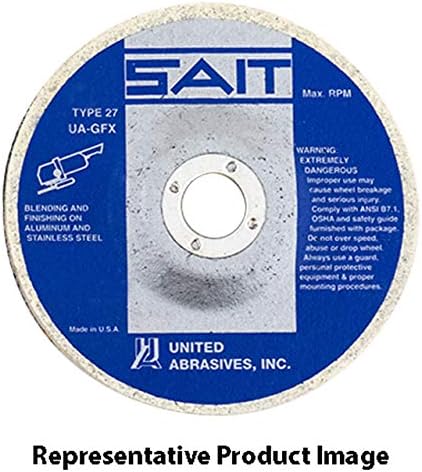 Обединети абразиви SAIT 29213 7x1/4x7/8 A36 памучно влакно UA-GFX латекс-врска тип 27 тркало за мешање, 10 пакувања