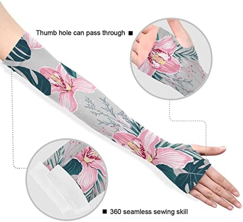 Цвеќиња Орхидеи ракави за рака за да се покриваат раце за жени мажи против лизгање на ракави ракави за ладење на ракави за мажи жени кои велосипедизам