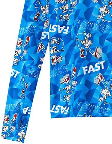 Sonic The Edgehog Boys Термичка долна облека Поставена за деца со 2 парчиња основен слој кошула и долги Johnон хеланки за деца пижами