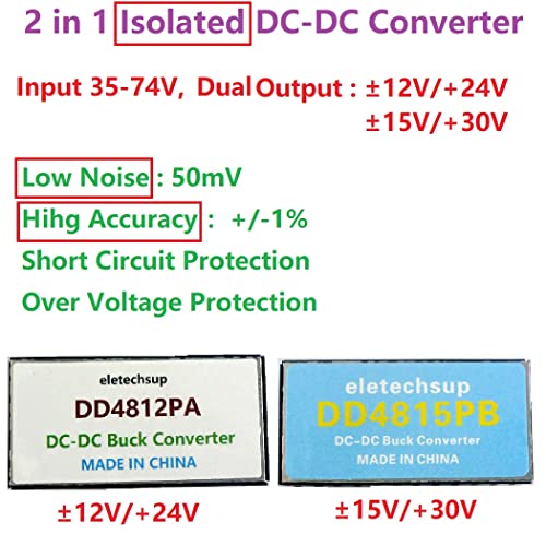 Двојно изолиран EBIK Power 36V 48V 64V 64V 64V 72V до двојно 12V единечен 24V DC DC DC чекор-надолу конвертор на конвертор на олово-киселински