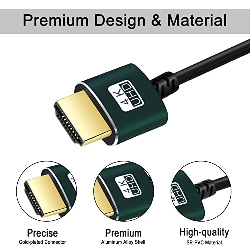 Thsucords Тенок HDMI До HDMI Кабел 30ft 2 Пакет, Ултра Тенок &засилувач; Флексибилен HDMI Кабел Поддржува Голема Брзина 4K@60Hz