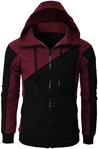 Luvlc mens ooldies zip нагоре, патент -крпеница худи, основни тенок фит -врски врвни палта, јакна за лежерна аспиратор со долг ракав