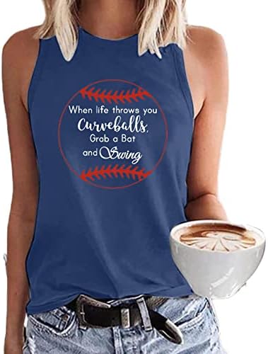 Бејзбол резервоарот HGCCGDU врвови за жени летна мода 2023 Туника врвови со високи врат Симпатични ками кошули резервоари за обични спортски вентилатори маички