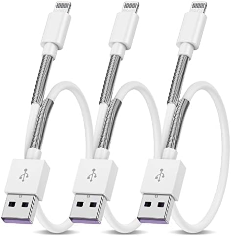 3 пакуваат кратки молња кабел 1ft, [сертифициран Apple MFI] iPhone Charger 1 стапала, 1 стапало iPhone USB Charing Coder Wihe