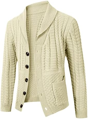Менс модна рекреација со цврста волна плетење разноврсен штанд со јака со долг ракав долг стил кардиган палто куќа 6