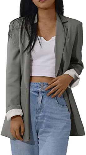 FQZWONG Blazer јакни за жени, деловно работење со долг ракав, плус големина класичен плус големина костум јакни за работа, капчиња за врвови