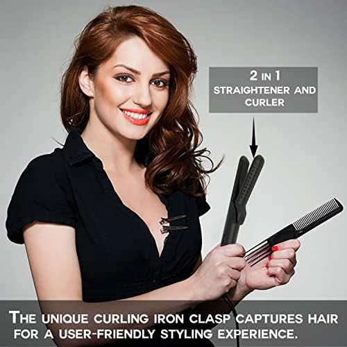 Калибар про ладно ветре 2 во 1 рамно железо - стилизирање на косата за коса, професионално одделение за виткање на коса со 15 секунди загревајте