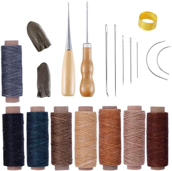 Кожен комплет за шиење со рамен восок игли за шиење за шиење на шиење на кожни занаети со кожни занаети