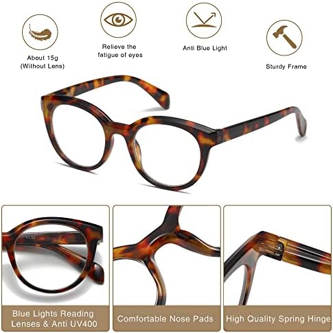 LOUOL 4 Pack Readers за жени, читање очила сина светлина блокирајќи го анти -УВ -зрачниот сјај замор очила за очила за мода 4 бои