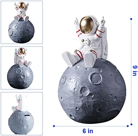 Piggy Bank, Новогодишни играчки за астронаути со планета пари од смола од смола за пари за вселенски декор, вселенски свињи банки