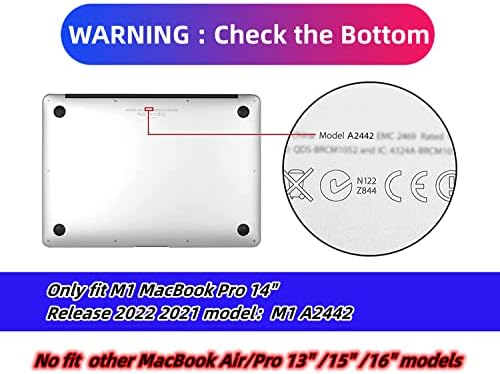 AMCJJ Компатибилен со MacBook Pro 14 Inch Case 2023/2022/2021 Модел на издавање M2 A2779/A2442 M1 Pro/M1 Max Chip со ID на допир,