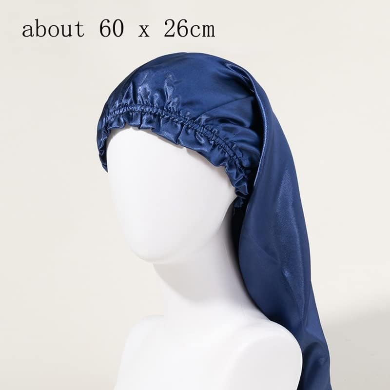 Sawqf сатенско капаче за спиење за долга коса свила долга хауба со мека еластична лента за кадрава коса плетенка капа