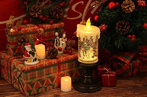 Батерија на свеќи од свеќи од Снег Снег Глобус, управувана со светло светло свеќички, светло вртејќи вода, светкави свеќи за вртење