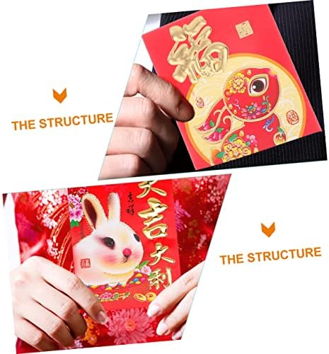 АБУФАН 60 парчиња 2023 Година На Зајакот Црвени Пакети Свадбени Пликови Де Кинески Подарок 2023 Хороскопски Црвен Пакет Црвени Пликови