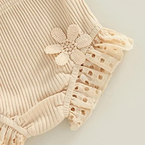 Murnouche 3 парчиња новороденче девојче летно облека за летната облека со рафли со ракави без ракави со ребрести шорцеви со сет на лента
