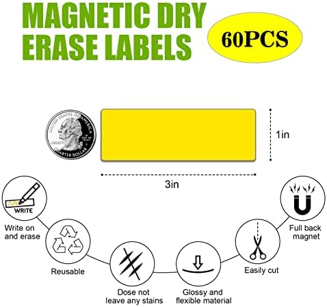 STTMGN DRY ERASE Магнетни етикети, Напишете налепница на магнети, вистинска водоотпорна/еднократна употреба за училница и канцеларија