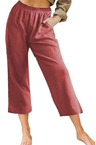 DGHM-JLMY Coldенски цврст лабава еластична еластична еластична половината Каприс панталони Постелнини обични панталони удобни дневни џогери