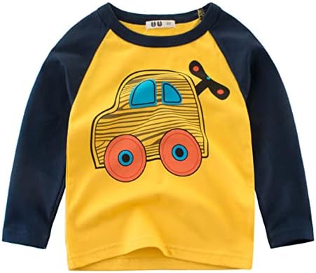 Ifotime дете деца деца бебешки момчиња девојки автомобили печати долг ракав екипаж маички врвови на облека за деца
