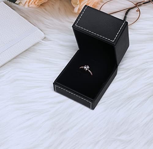 Топ ловец црна пушка прстенест кутија со кадифе за свадба, ангажман, предлог, роденден и годишнина
