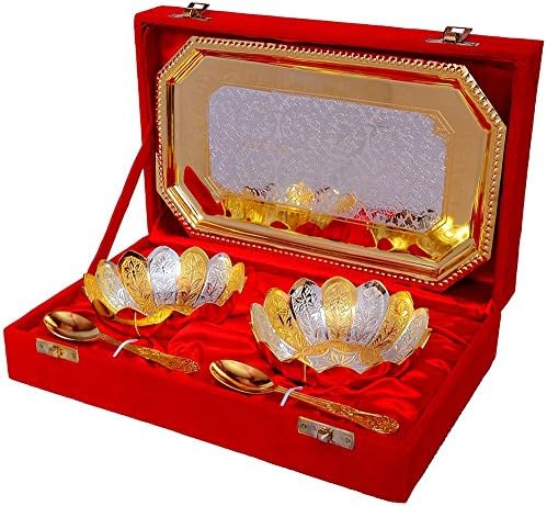 Jaipur Ace цветни шема злато и сребрена позлатена месинг сад од 5 компјутери