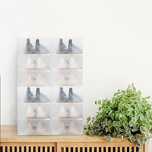 РОЈЏЕКСОН 18 Пакувајте Пластична Проѕирна Кутија За Чевли, Организатор На Чевли За Плакари, Преклопливи Тешки Пластични Кутии За Складирање Чевли За Жени, Мажи