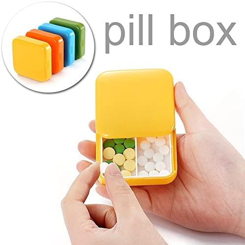 4 Парчиња Мала Кутија За Пилули Контејнери За Апчиња За Патување Преносни Дневни Кутии За Складирање Пилули во Боја со 2 Прегради За Витамини