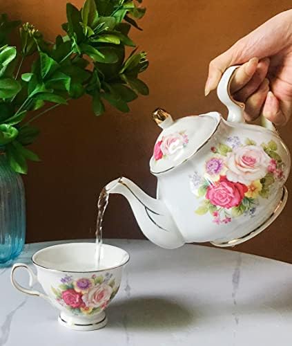 Pehost- Fine China Vintage Rose Teapot и Creamer Set