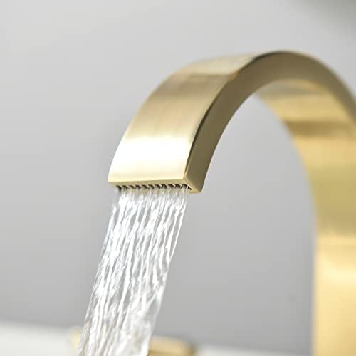 8 инчи 2 рачки во Водопад 3 дупки четкано злато олово-бесплатно широко распространета тапа за бања од Фиетина, тапа за мијалник за бања со метални