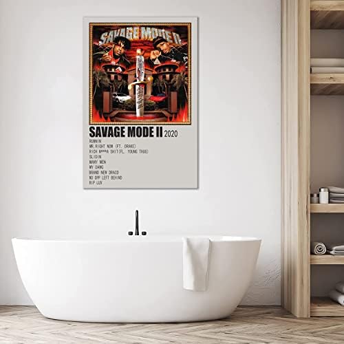 Kgarb 21 Savage Poster 21 Savage and Metro Boomin Savage Mode II албум Постери за постери wallидни уметности плакати отпечатоци за сликарство за декор за спална соба 16 x 24 Нераспоменато