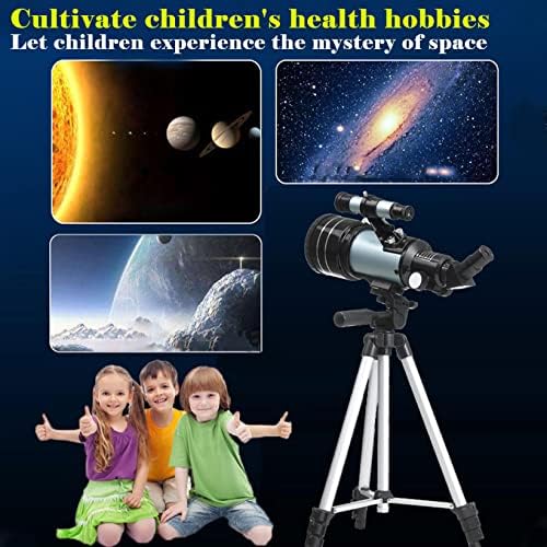 Qonii Астрономски телескоп за возрасни и деца, професионален рефрактор телескоп 400мм фокусна должина, 20x-200x Телескоп со голема
