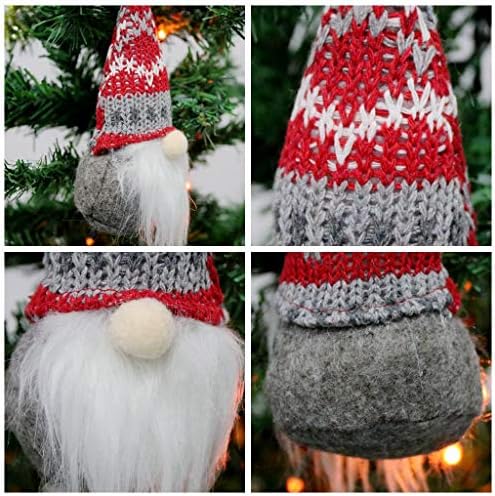 Lsjdeer 11 пакет Gnome Божиќни украси сет, шведски Божиќ рачно изработени том -кадифни гноми капа санта елф кукла виси декорација