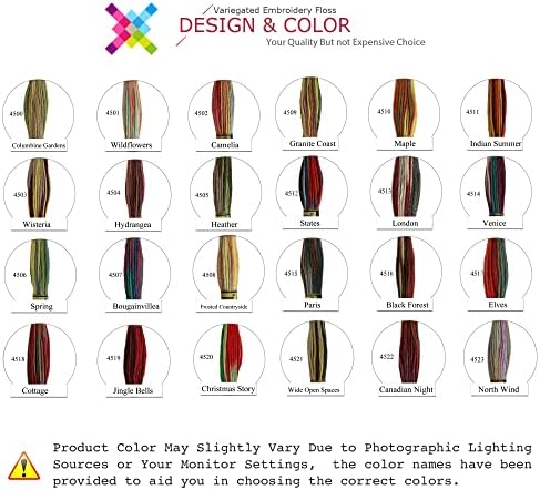 Магична боја разновидна вкрстена бод варијации во боја на конец за везници, 8,7-двор, џуџиња, пакет од 12 скиини