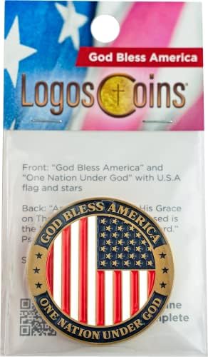 Бог Да Ја Благослови Америка Монета, Патриотски Американски Знаме Воени Војници Предизвик Монета, Една Нација Под Бога, Сад Знак На Независност, Христијански Верск