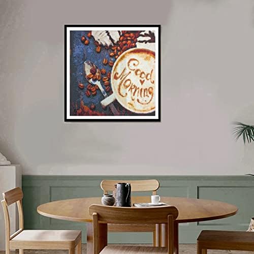 Pdslaike Diamond Time Cafe Cafe Cafe - DIY Diamond Art Kits Добро утро кафе wallид декор 11,8 x 11,8 инчи