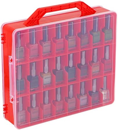 Lauqee Universal Nail Loolder Gel Gel Nail Polish Organizer Case for 48 шишиња прилагодливи делители заштеда на простор, двострано складирање